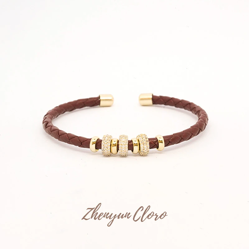 铜合金手链 百搭皮绳圆环手链 QI45003