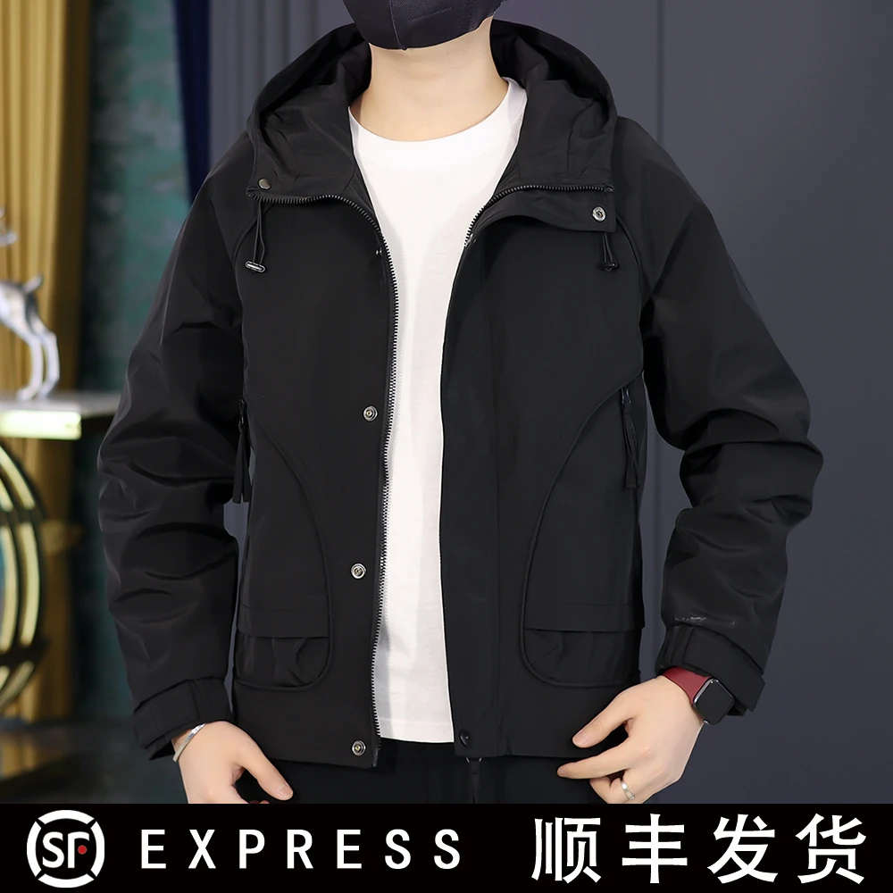 K235秋季新款设计感休闲户外潮流时尚工装风百搭连帽夹克外套