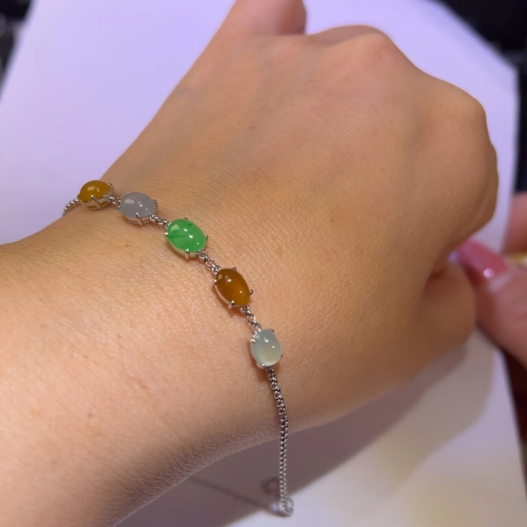 翡翠颈饰18K金镶嵌手链