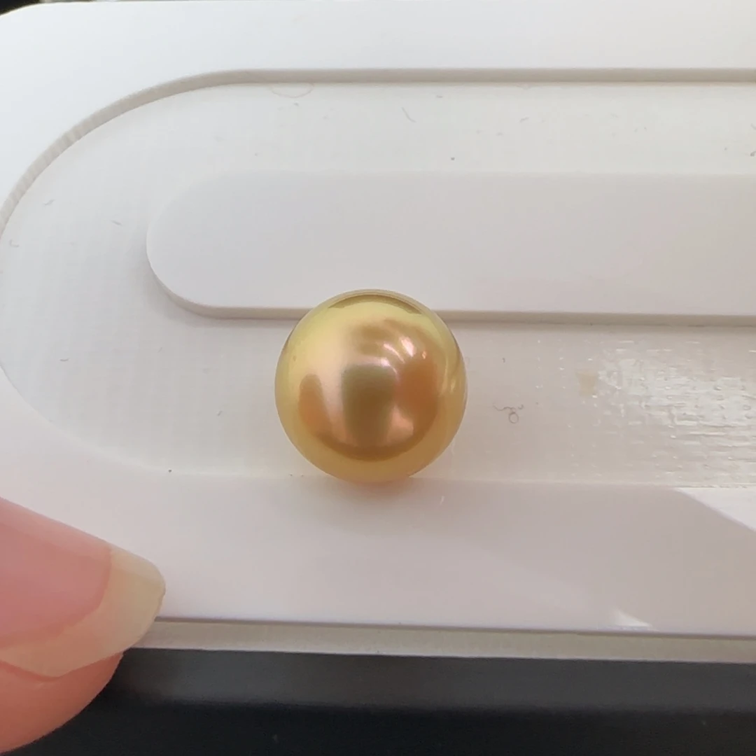 海水珍珠裸珠天然南洋金珠正圆12-13无瑕疵