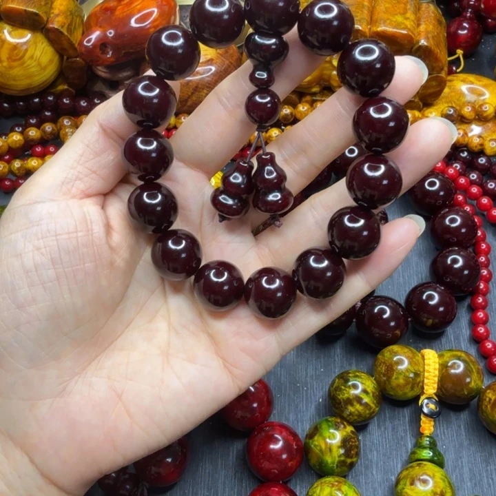 松木琥珀木文玩手串