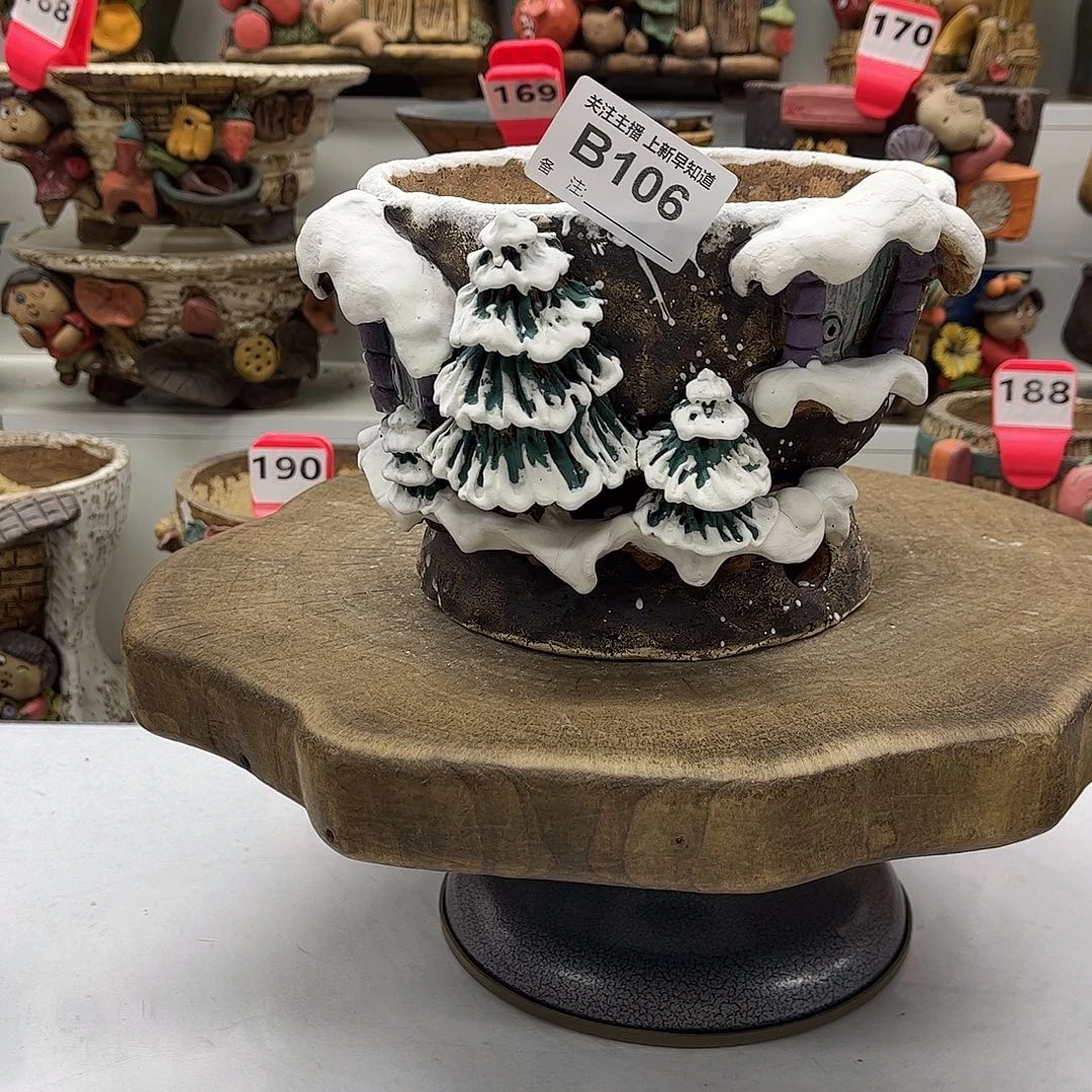 花盆106白狐花盆手捏