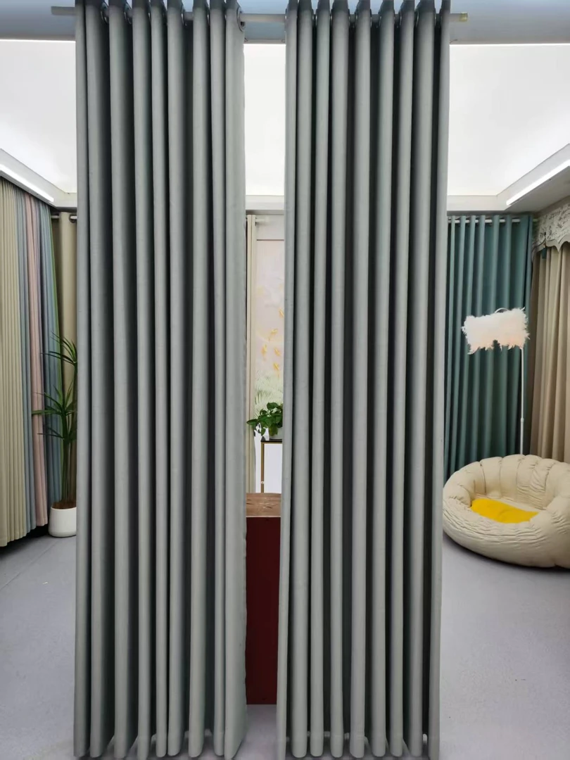 808太空灰雪尼尔丝线加厚窗帘客厅卧室全遮光窗帘定制防晒隔热