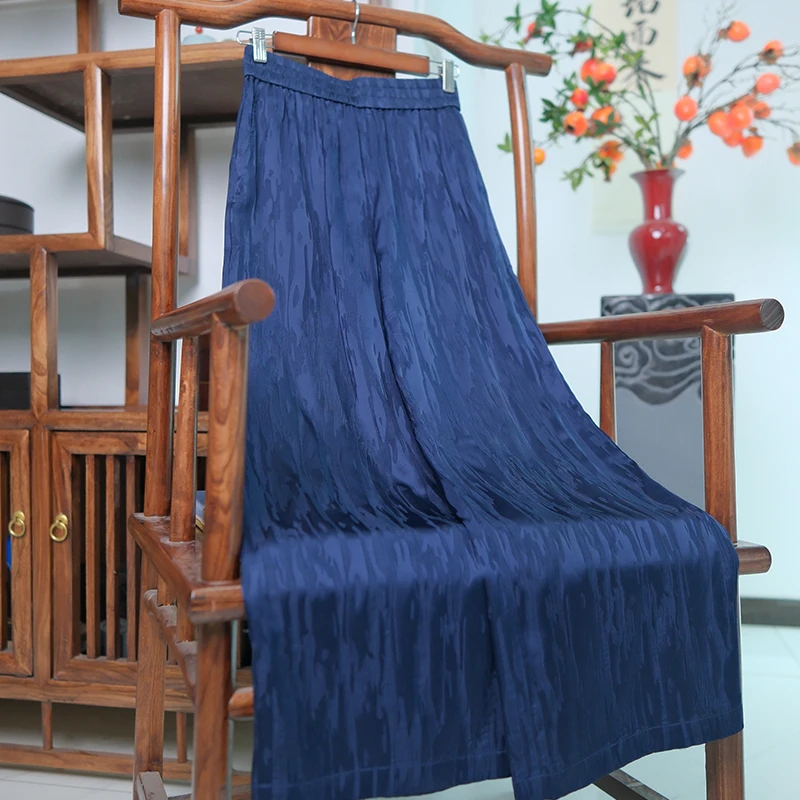 『青岚』新中式醋酸冠乐绉28姆米阔腿裤DFWK5746