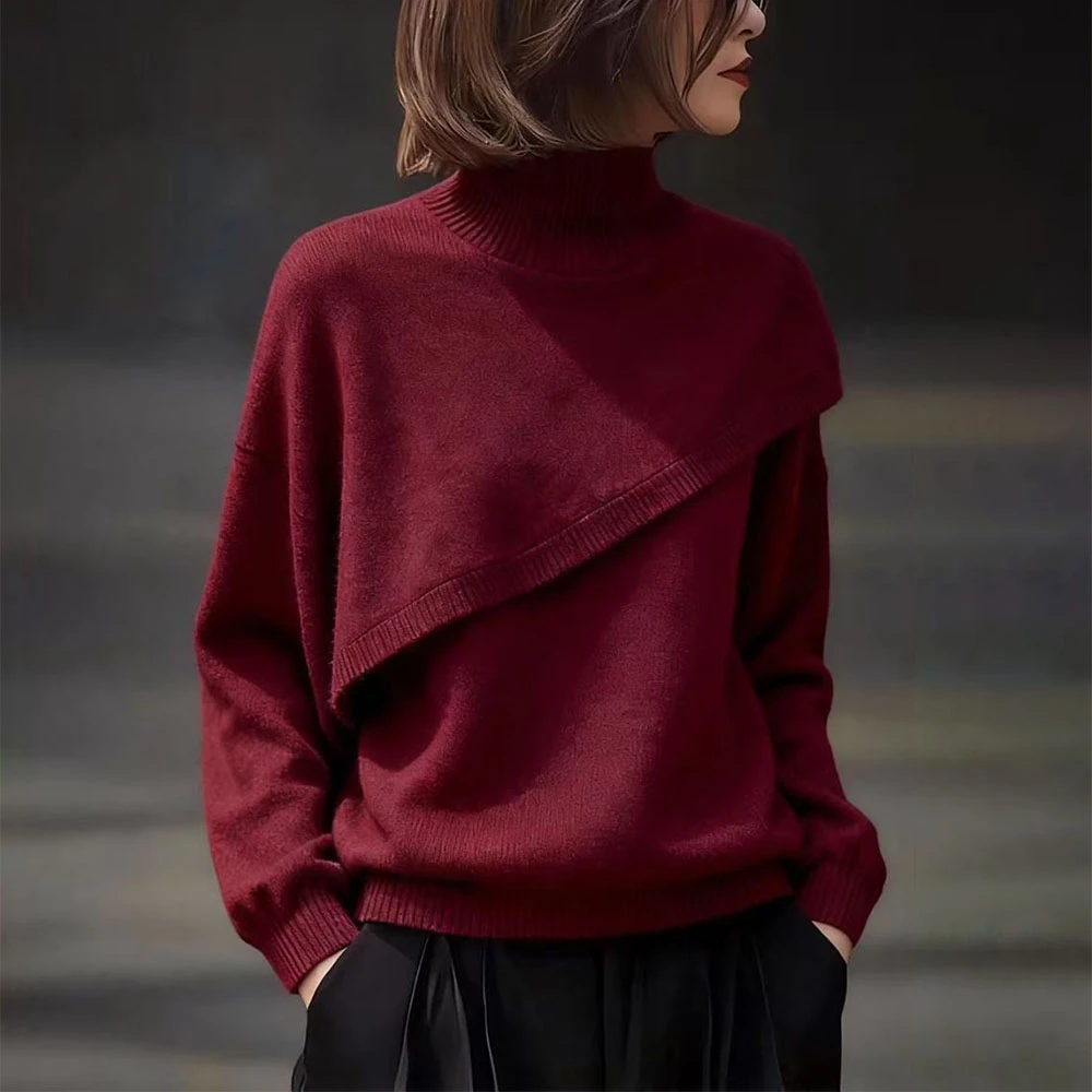 秋冬套头红色毛衣女2025新款慵懒减龄内搭宽松显瘦洋气针织衫上衣