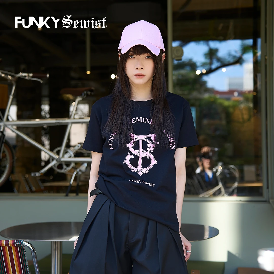 FUNKY SEWIST圆领宽松印花夏季耐磨字母透气户外短袖半袖T恤