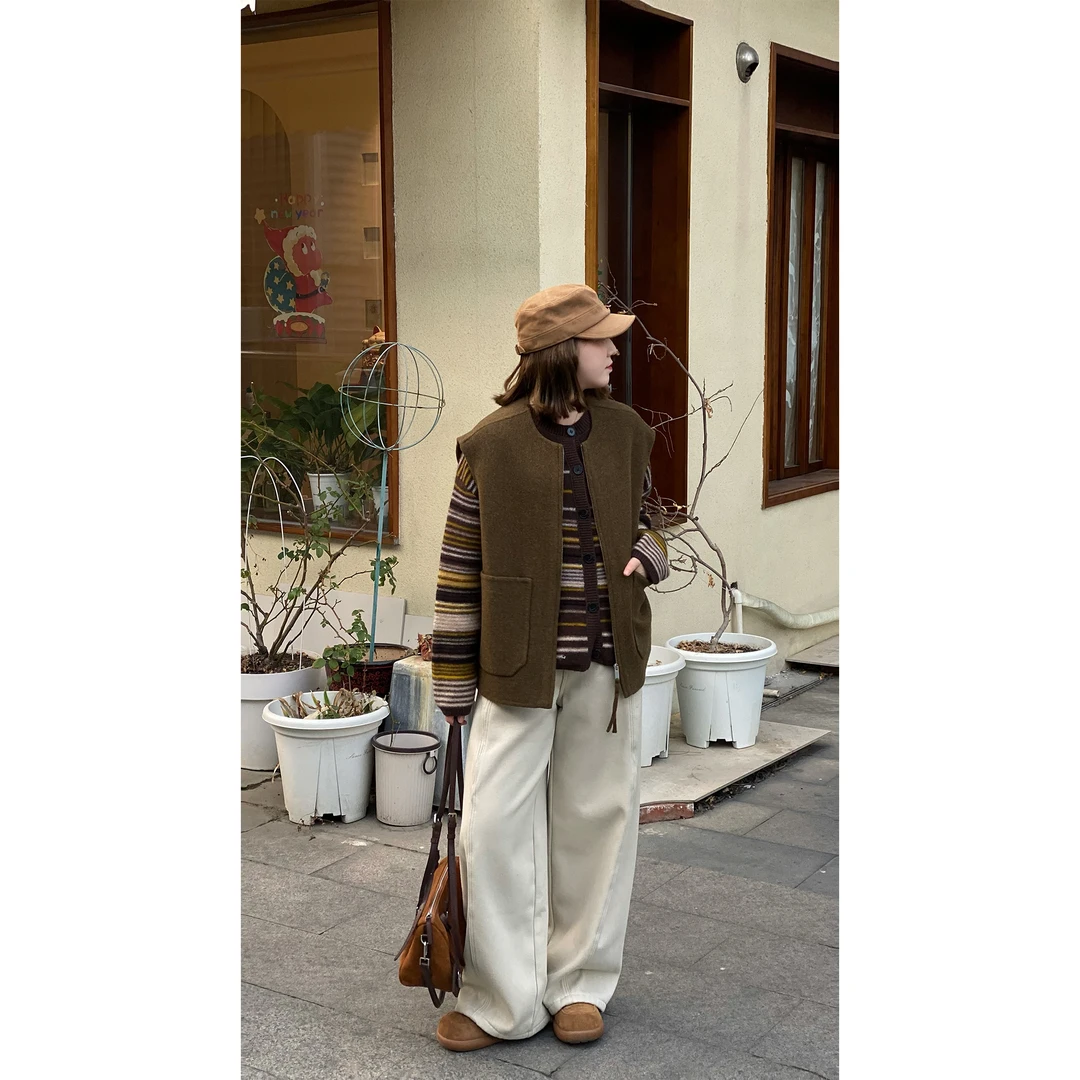 zhukele 圆领拉链羊绒澳毛马甲