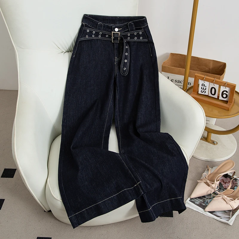 高腰阔腿牛仔裤女秋季新款2025休闲百搭高腰显瘦设计感宽松裤9850