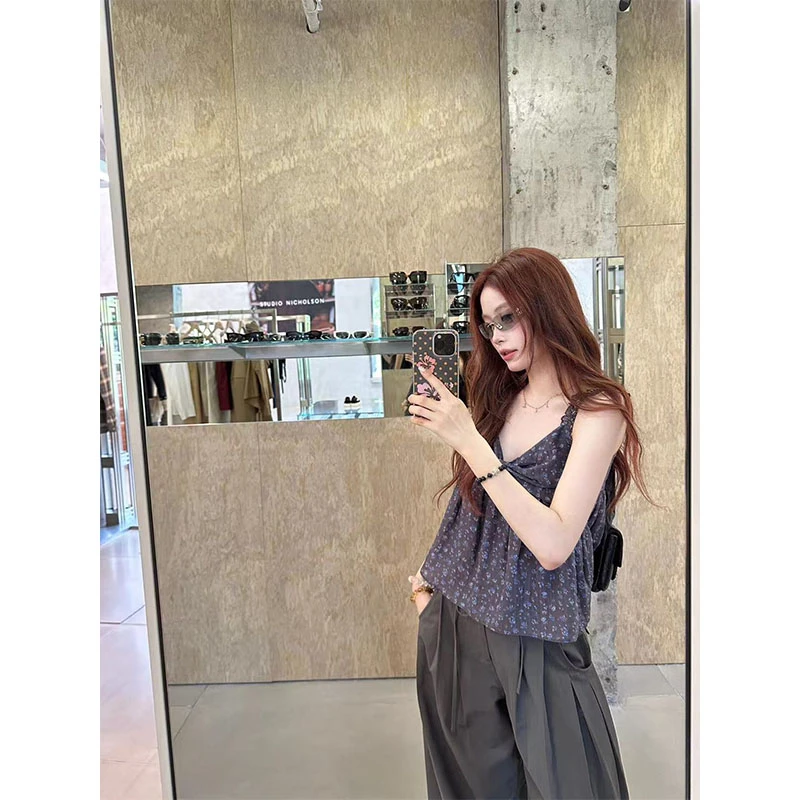 夏装搭配一整套夏季套装女新款甜辣宽松吊带上衣山本裤子两件套装