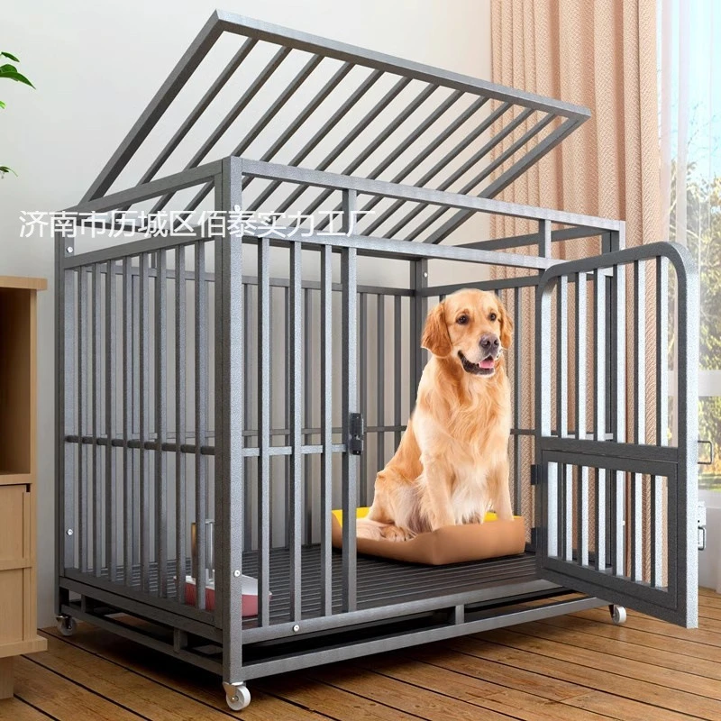 带狗窝室内狗笼子方管厕所笼子加粗铁笼子宠物全大型犬中狗笼