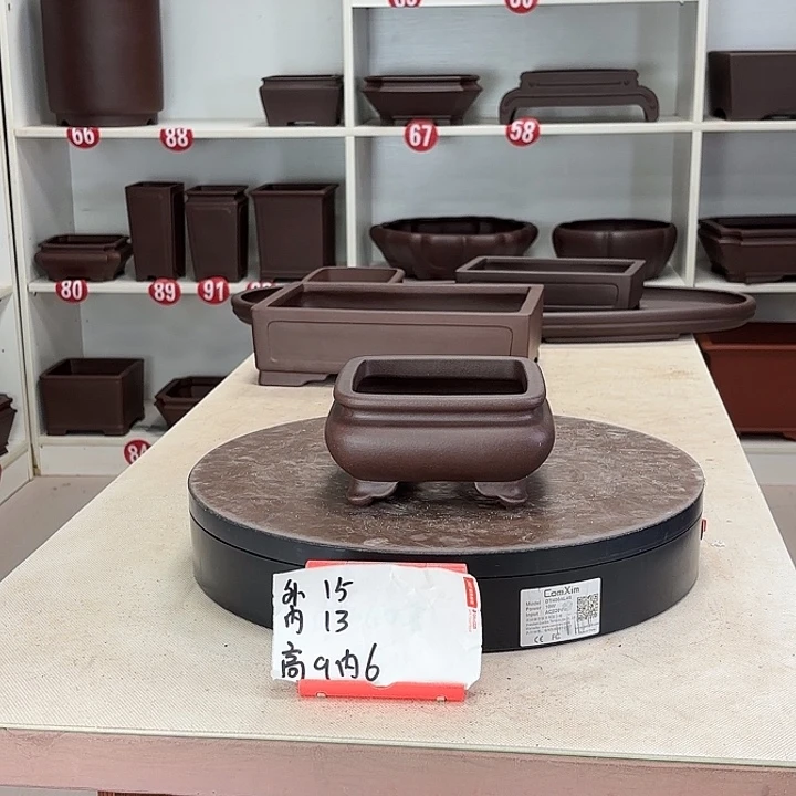 紫砂花盆束口小四方