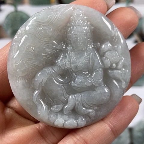 翡翠颈饰未镶嵌文殊菩萨福利