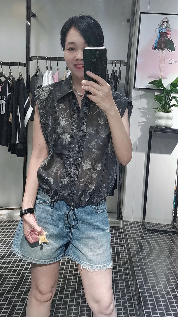 欧洲站polo领碎花短袖衬衫女2025夏季新款时尚洋气短款上衣小衫潮