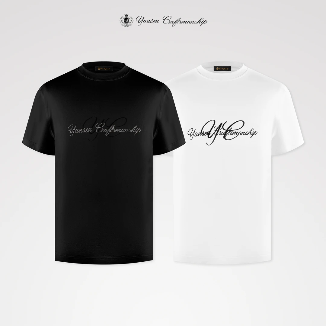 【黑标系列】重工绒面印花立体绣花装饰圆领短袖T恤 JH027