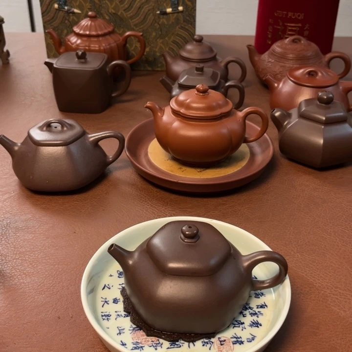 紫砂茶壶无*六方静乐老紫泥手工壶