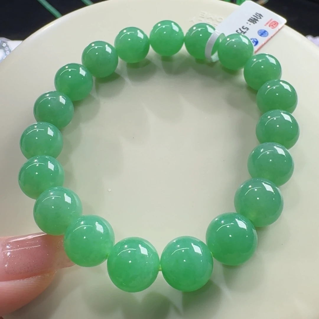 未镶嵌手链翡翠满浓果阳绿卡10 满色均匀！巨漏！