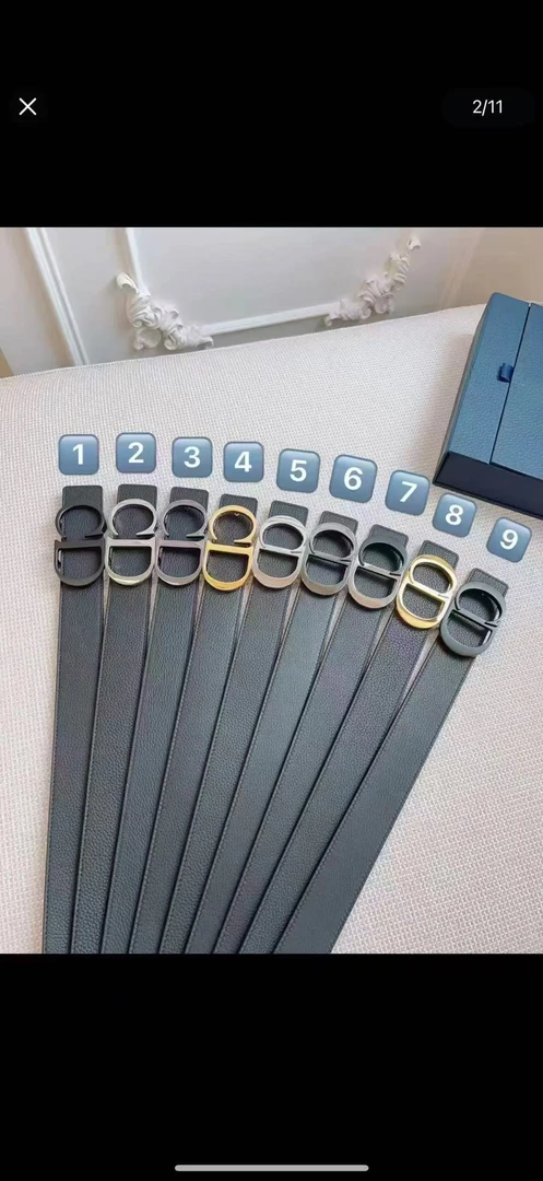 Cd百搭牛仔简约金色皮带腰带真皮黑色时尚双面佩戴牛皮3.5➕礼盒