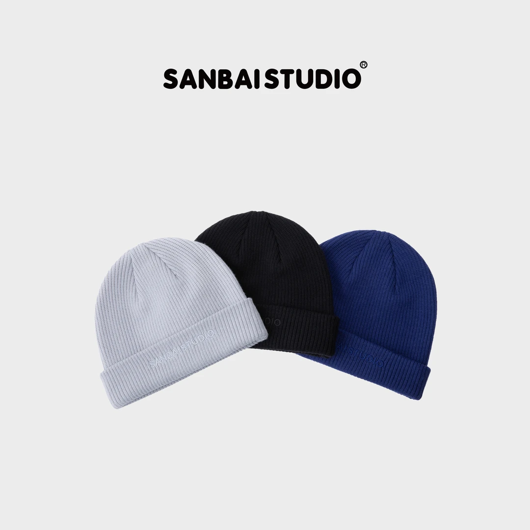 SANBAI 叁佰简约绵羊毛纯色针织帽