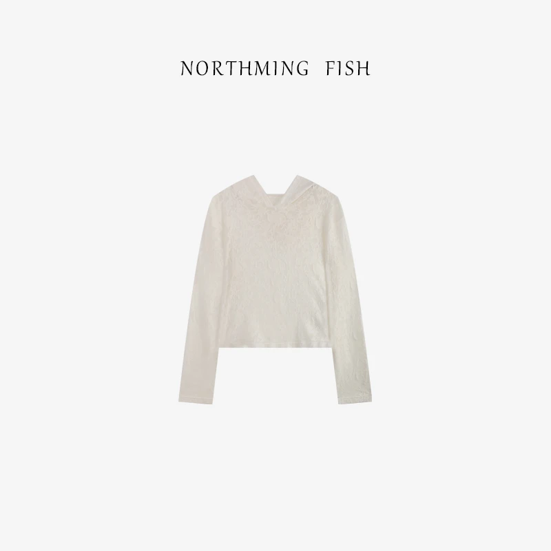 NorthMing fish「苏丽的春天 」优雅高级感 精致提花连帽蕾丝衫