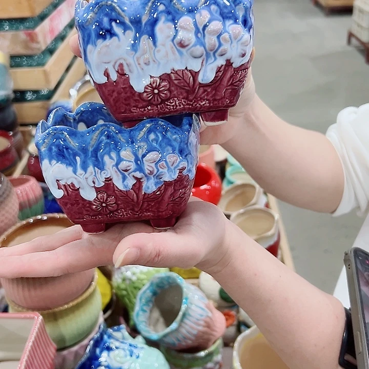 有孔.凑满10元发货多肉陶瓷花盆！