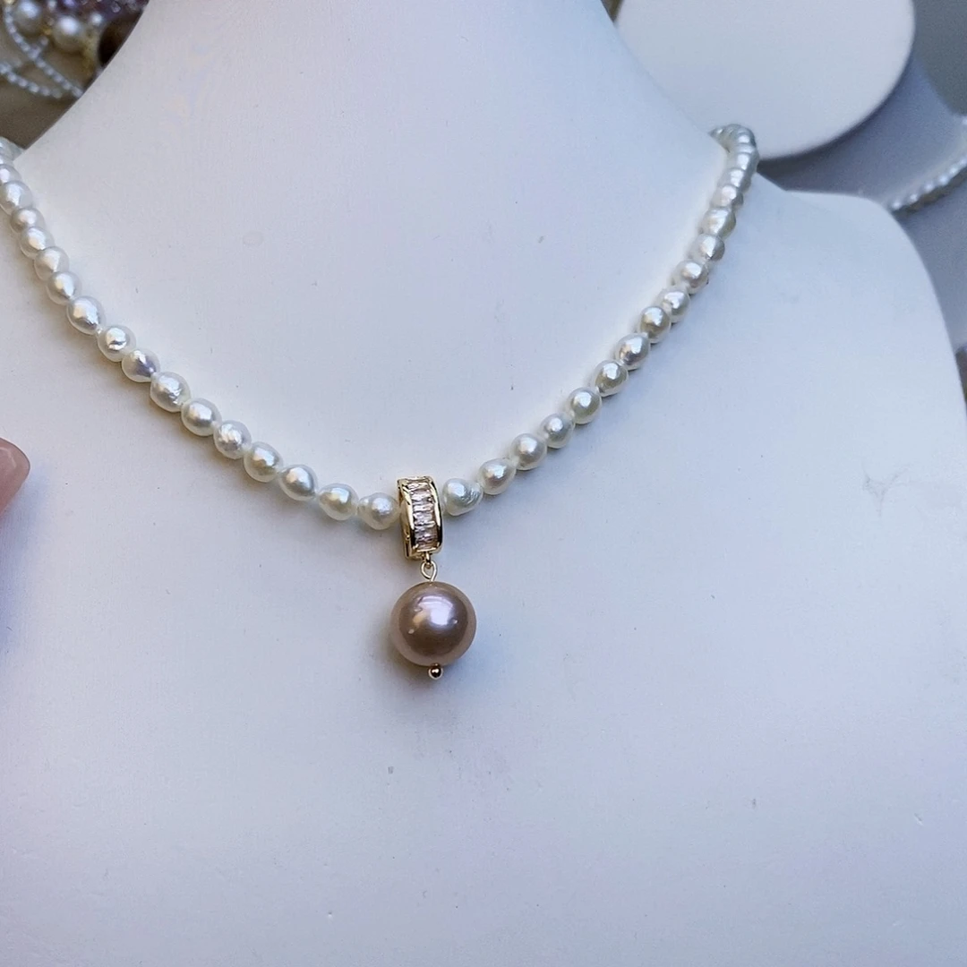 淡水珍珠颈饰银S925镶嵌