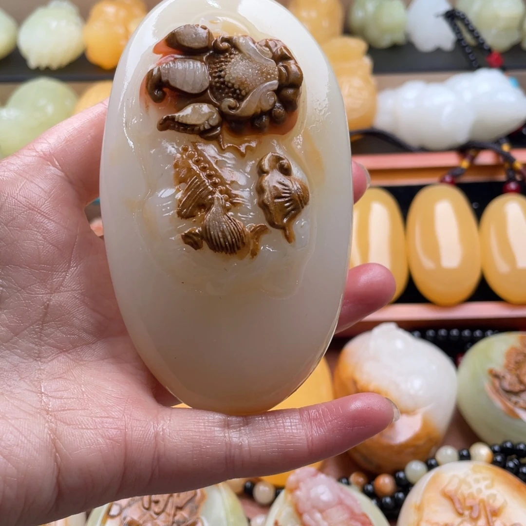 天***香石材天然古青石手把件