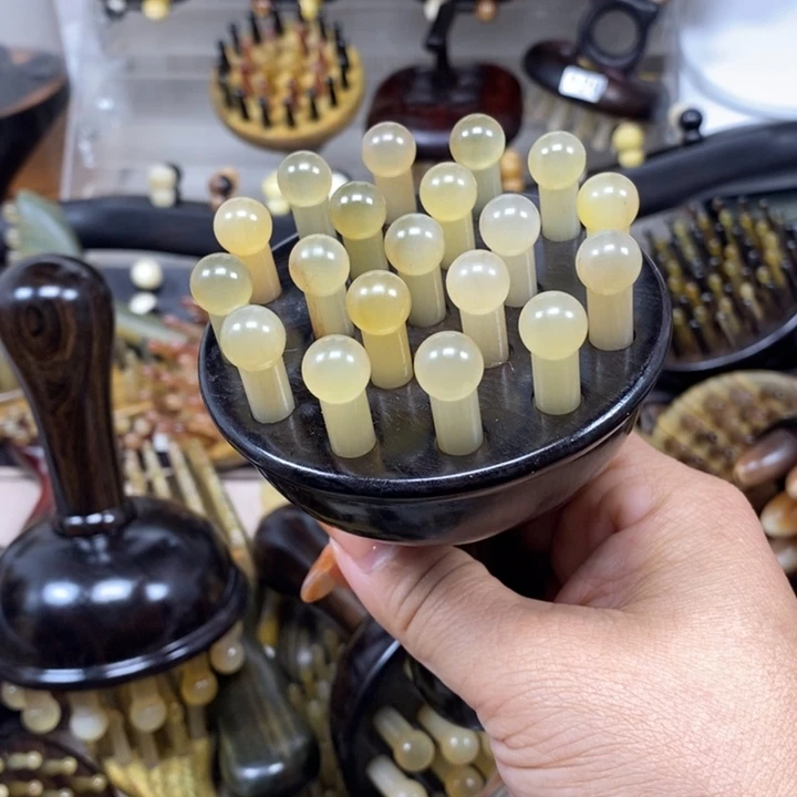 紫光檀19齿羊角按摩梳
