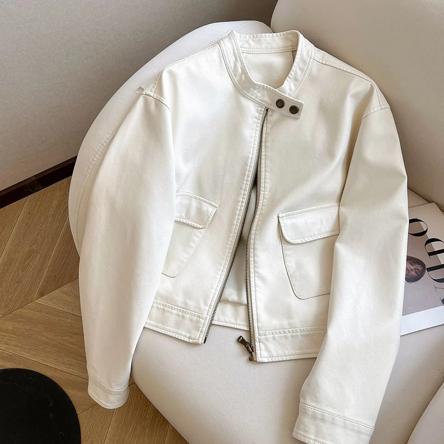 标准宽松型常规春季长袖短款皮衣休闲上衣机车服外套韩版秋冬