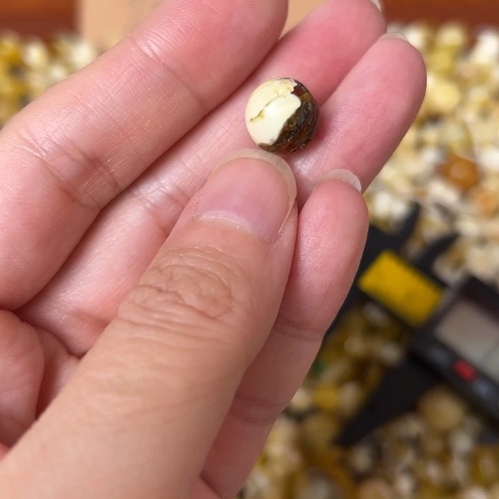 蜜蜡未镶嵌裸石10.7mm有坑