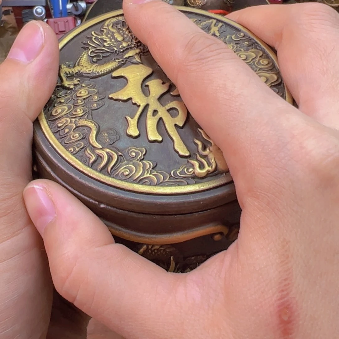 紫金风磨铜五龙茶叶罐