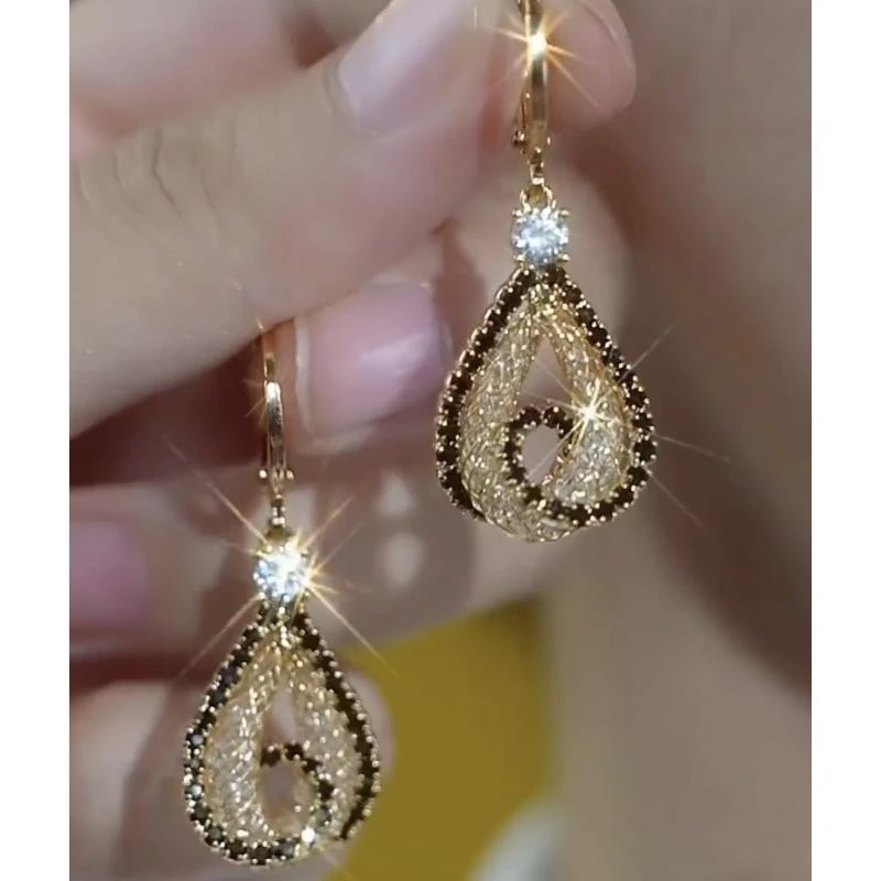 高级感轻奢水滴耳环女2025年新款潮小众设计气质网纱爆款纯银针