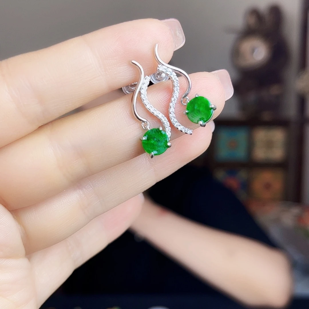 翡翠银S925镶嵌颈饰耳饰