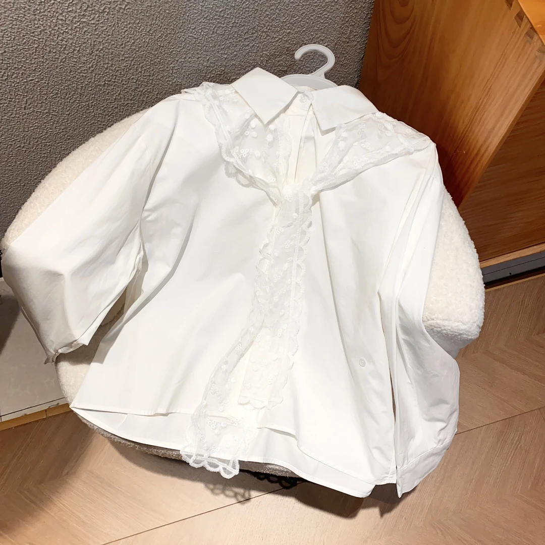 新疆包邮【衣长59】-191#韩系休闲百搭带披肩衬衫