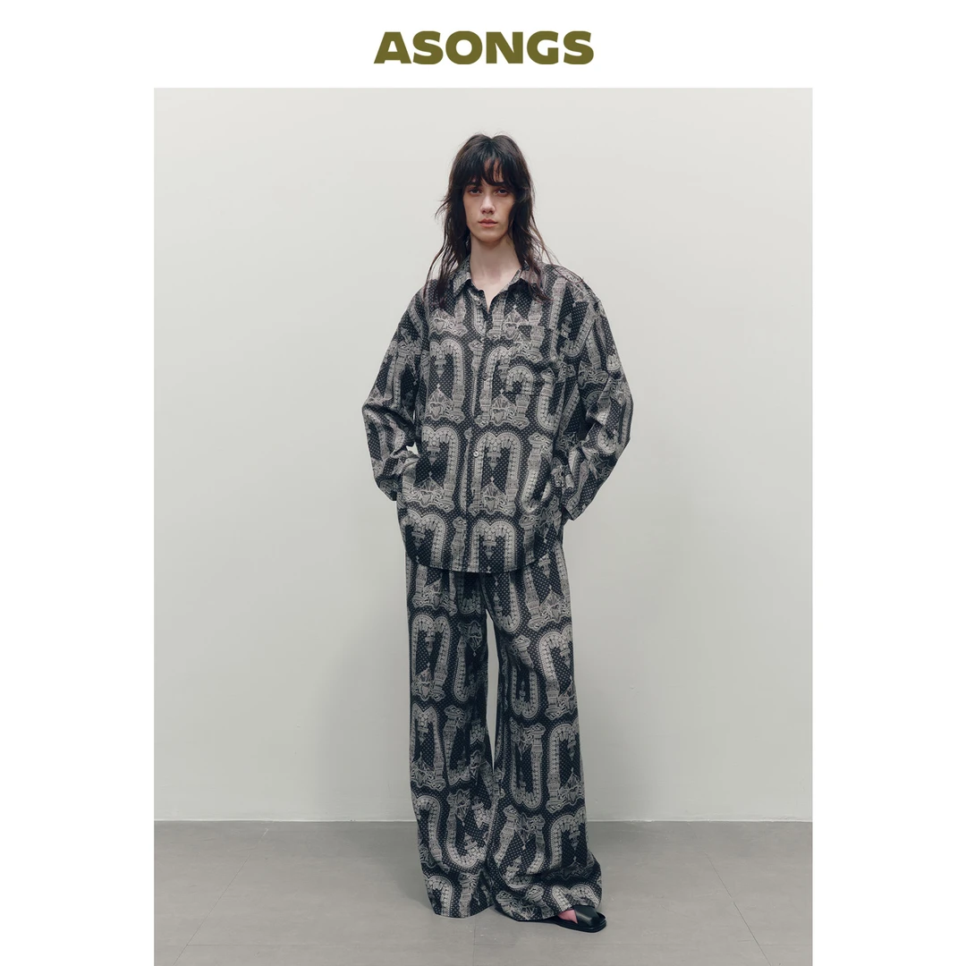 安松室ASONGS2025春夏男女同款可外穿家居服睡衣情侣节日度假套装