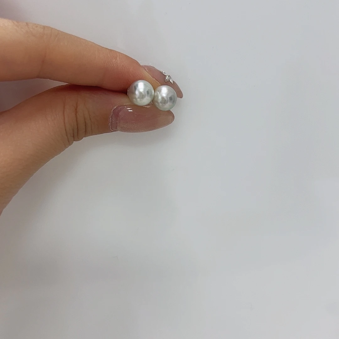 海水珍珠耳钉银S925镶嵌s s 203