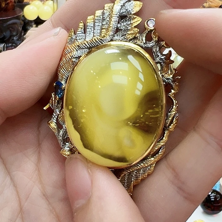 琥珀银S925镶嵌珠宝奇石