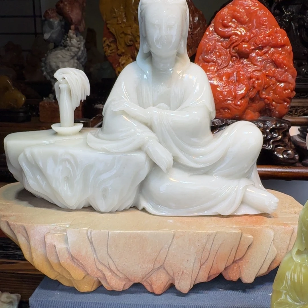 梦***奇寿山石精品观音摆件