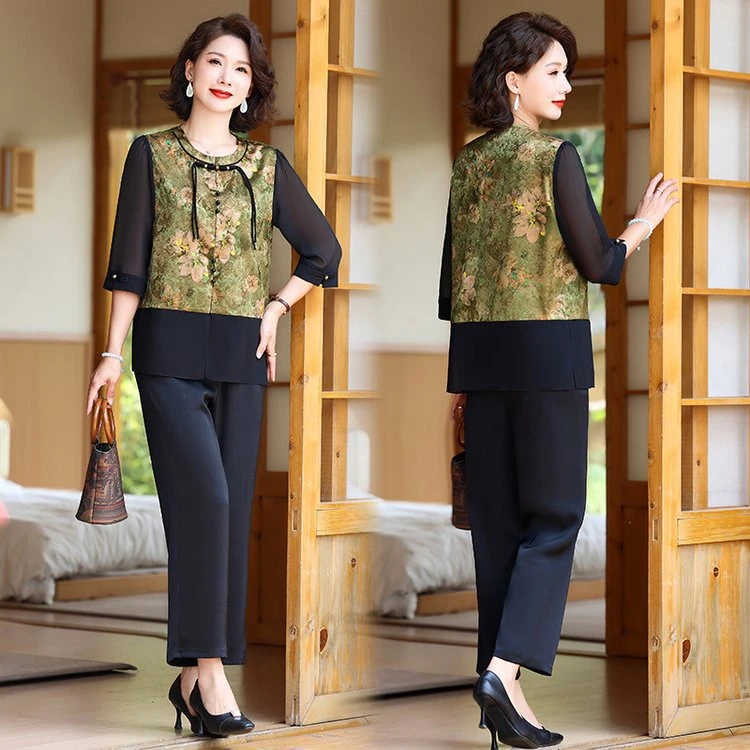 2025新中式妈妈春夏款套装两件套