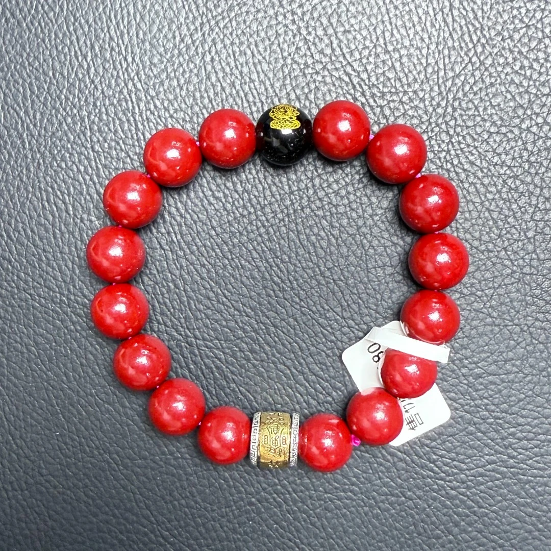 含辰砂工艺品【 器物炎灵】经典文玩-zs红色圆珠手串
