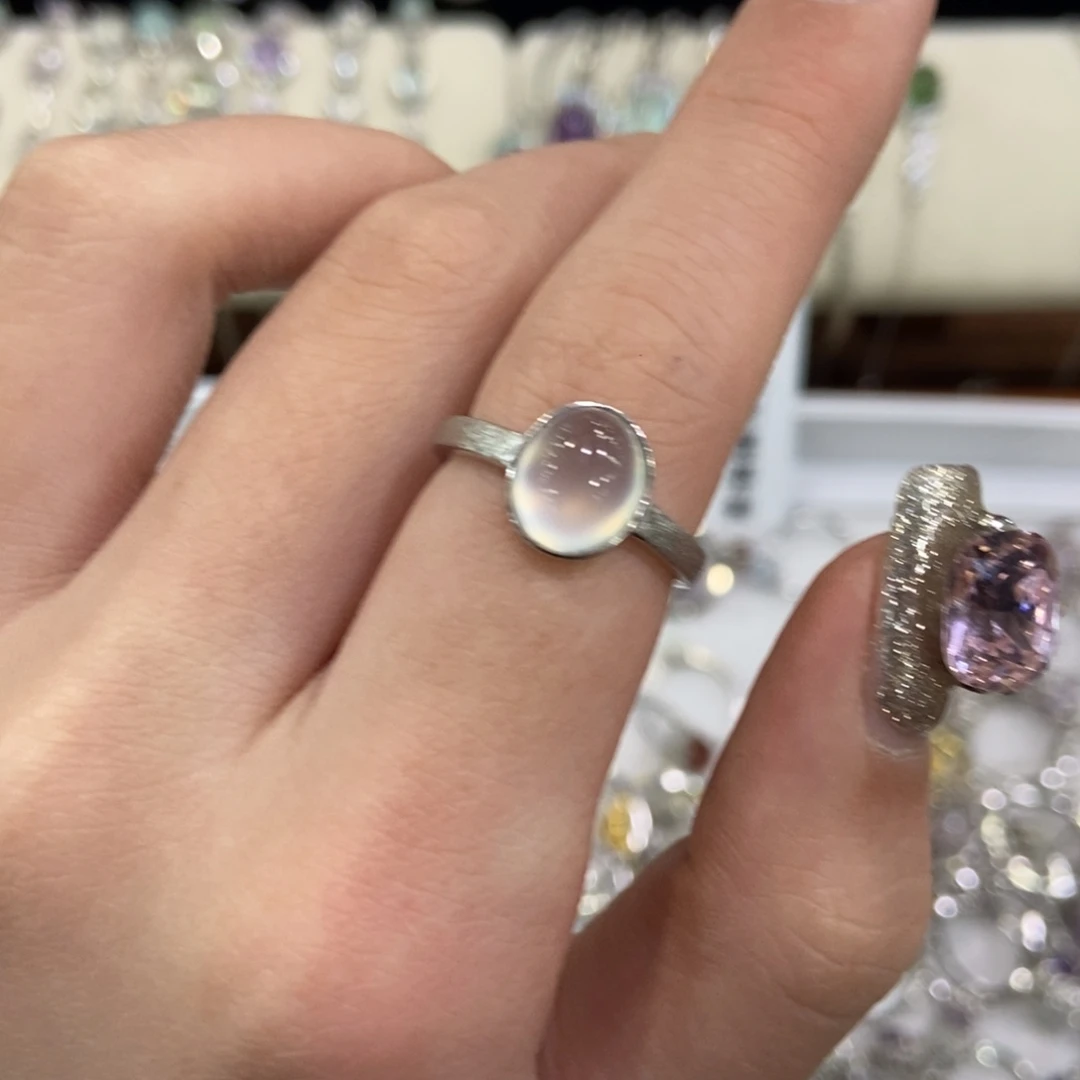 蛇纹石玉银S925镶嵌戒指