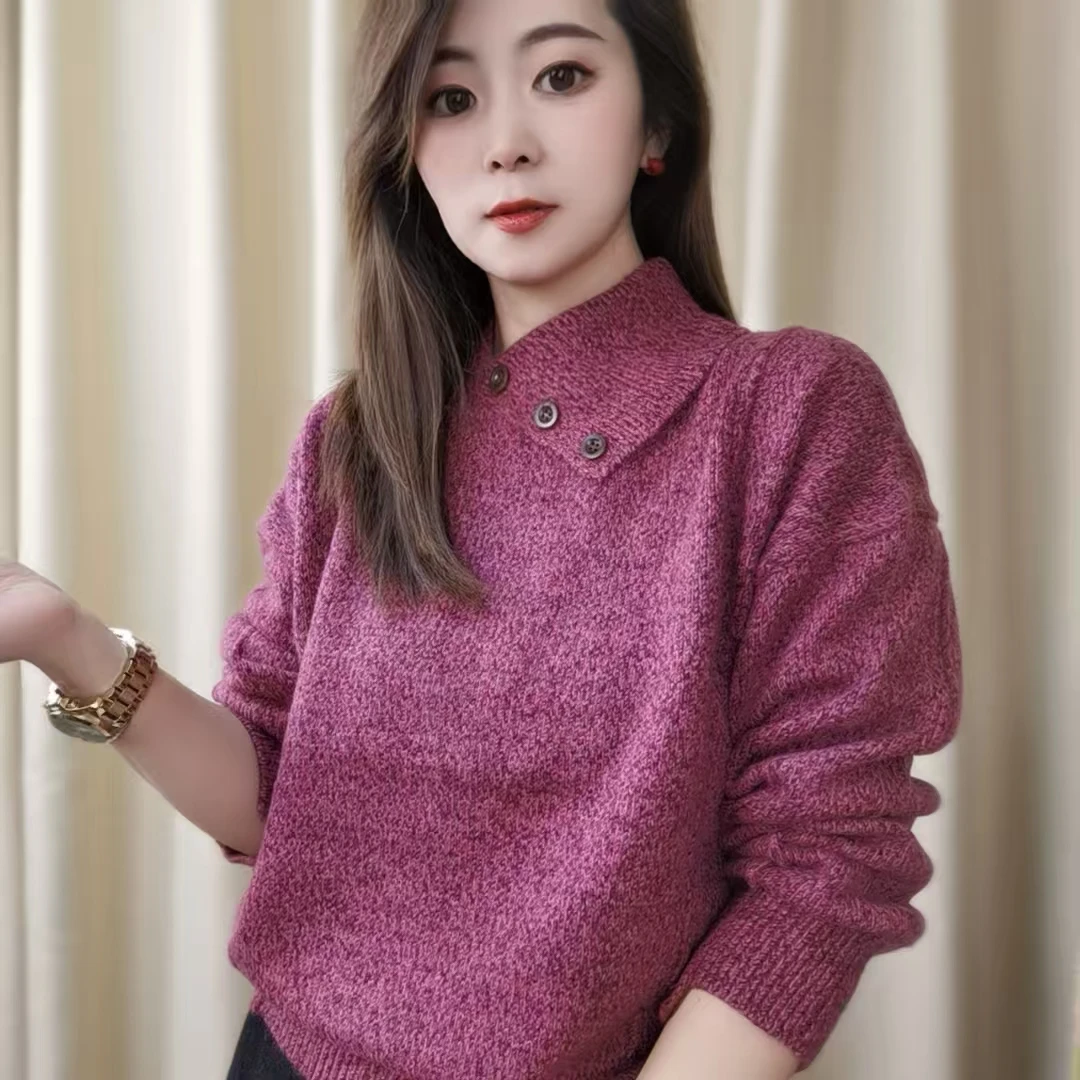 2025新款韩系简约时尚气质休闲百搭显瘦加厚针织衫女装