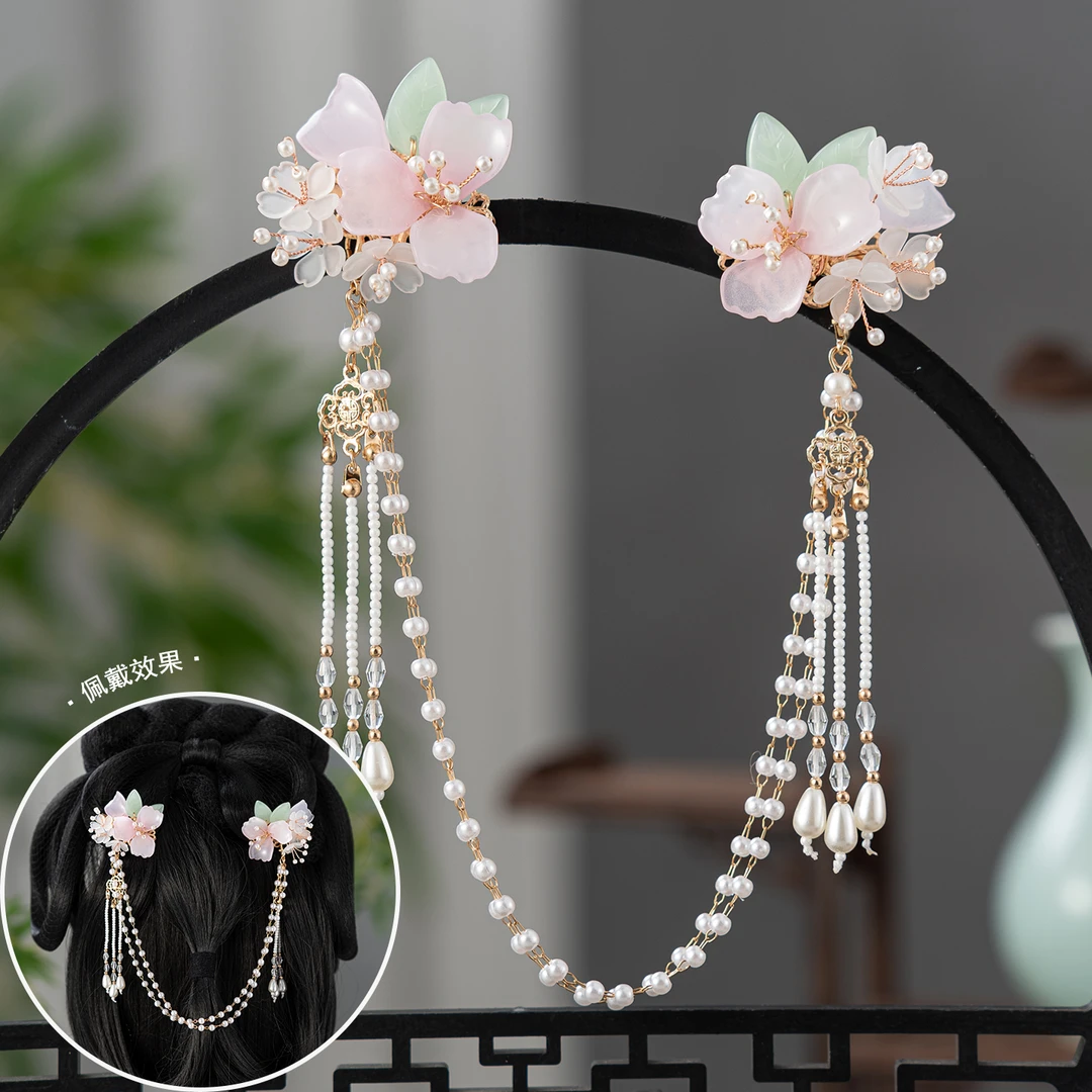 春亦轩温柔古风沁春流苏后压对夹发饰额连后压古装汉服仙女配饰