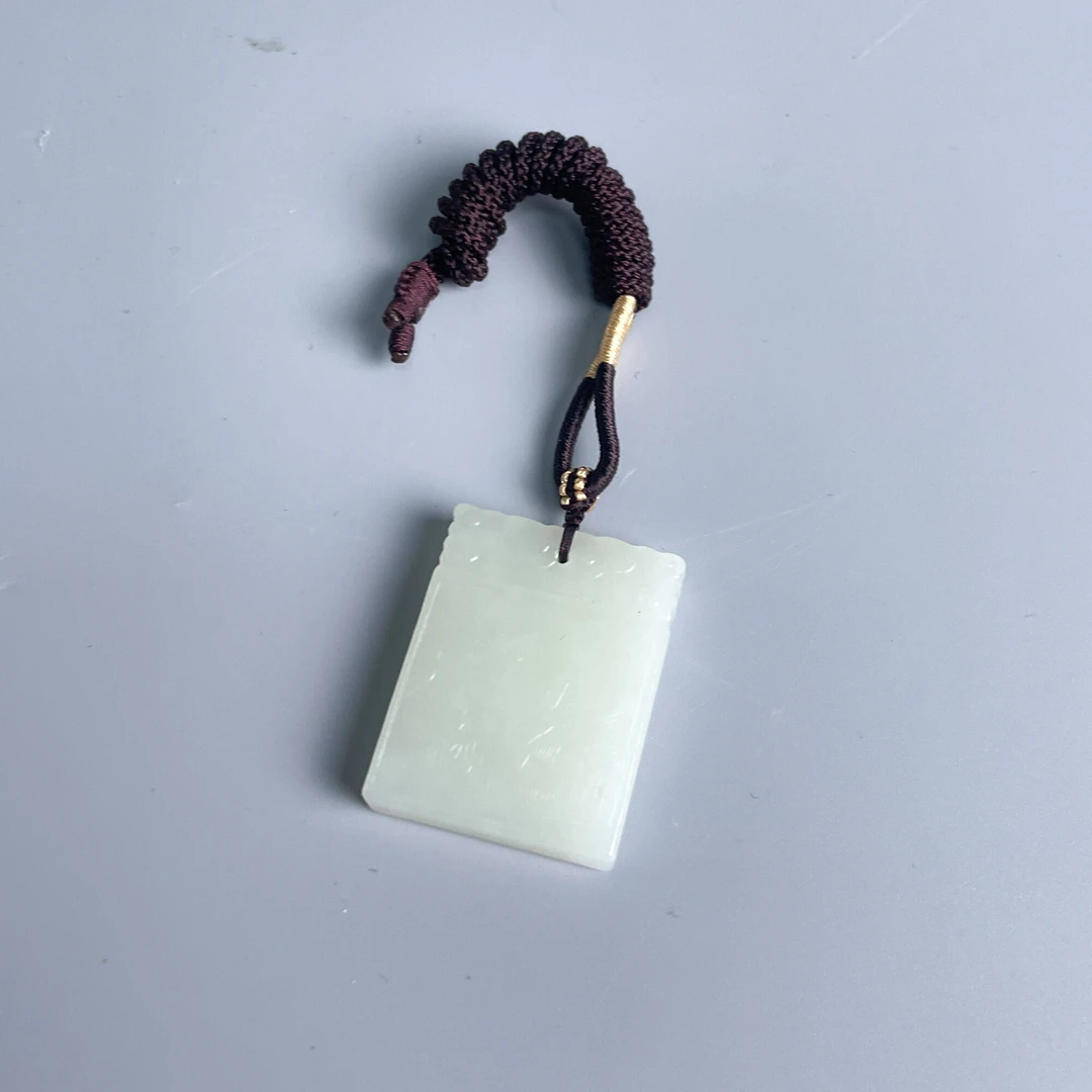 20世纪中后期和田玉子冈牌挂件-M2XLT002289/挂坠/摆件/绣花张