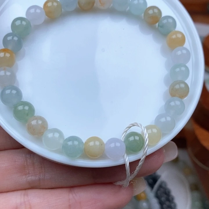 翡翠散珠卡6.5圆珠手串