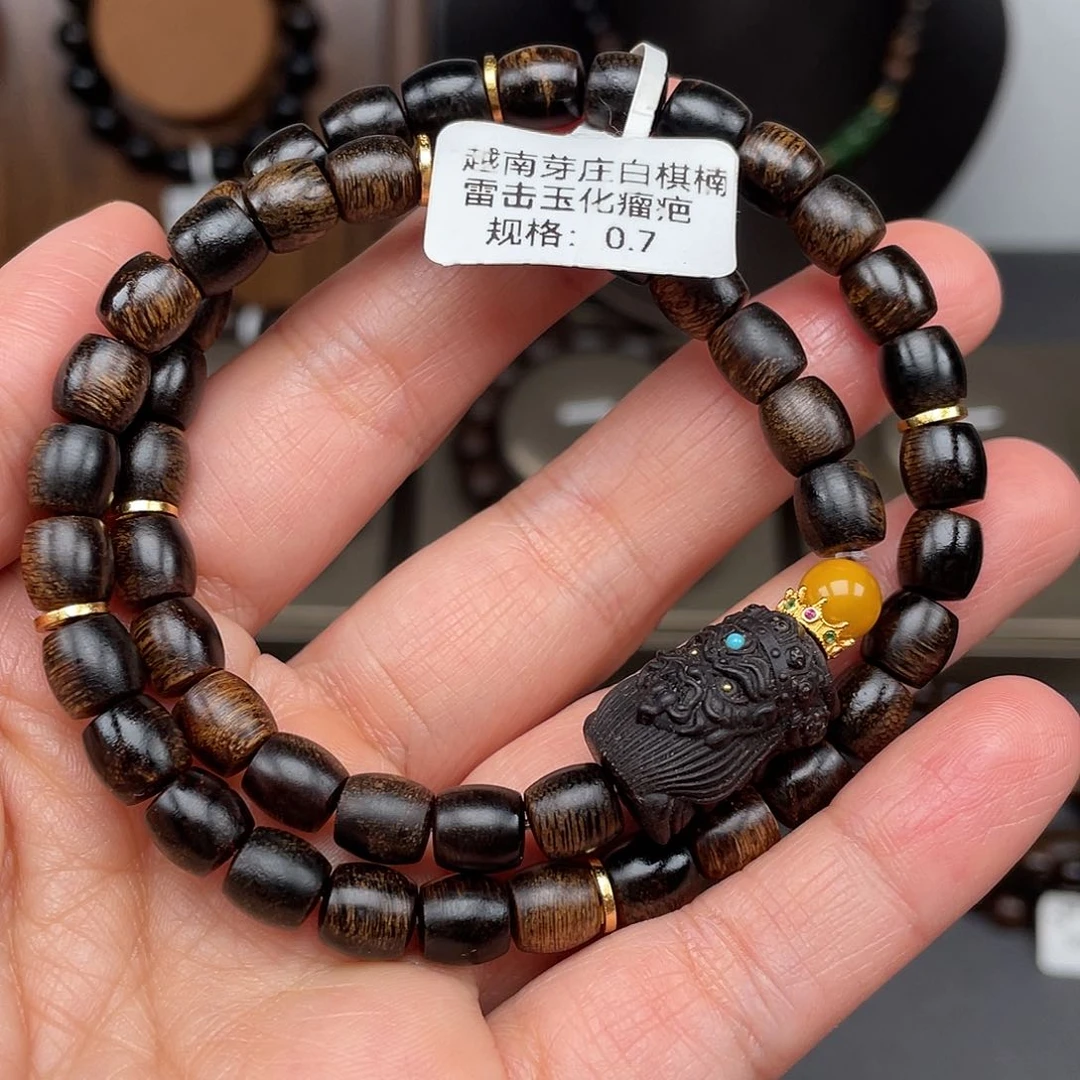 沉香手串越南芽庄白棋0.7瘤疤