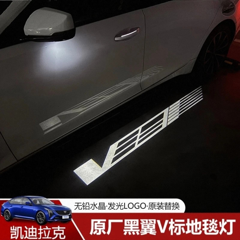 适用于凯迪拉克后视镜CT6CT5CT4天使之翼迎宾灯黑翼V地毯灯原厂