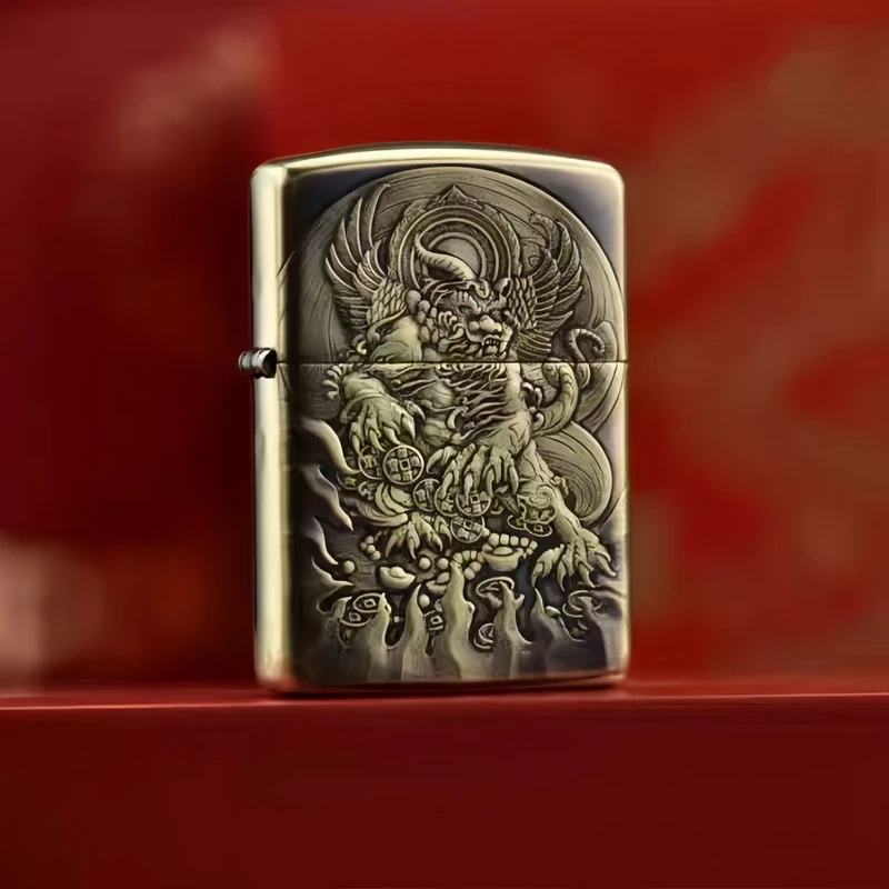 ZIPPO打火机正品/貔貅-黄铜盔甲浮雕男士收藏【凯亚1】DYJ1