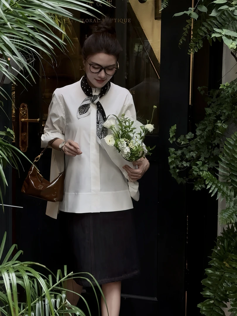 曼辰manchenh"自由派"进口超细高密纱线小立领衬衫