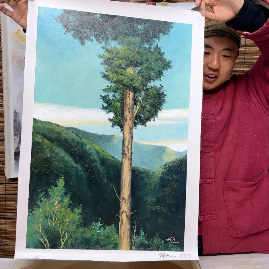 油画行路人小院绘画作品竞拍