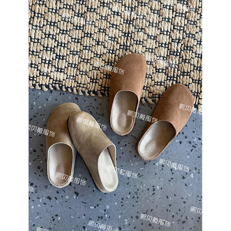 熙贝薇6 复古增高软底包头懒人一脚蹬外穿早秋新款勃肯拖鞋 G5172